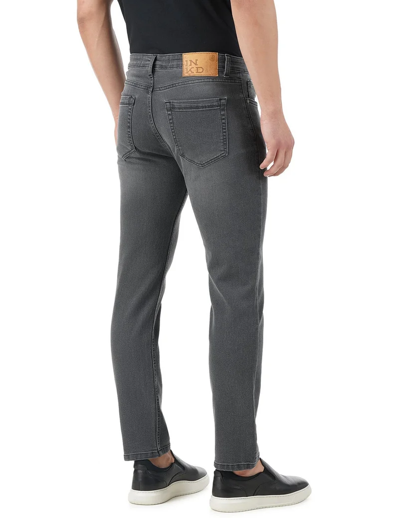 Inkd Grey Grounds Men's Regular Fit  Jeans - Mid-Rise | Cotton Blend |  Stretchable Fabric | Contrast Stitch | Classic 5 Pocket Styling for Men | Best Price UAE